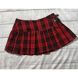 Abbey Dawn Avril Lavigne Mini Skirt Size 0 Red Black Plaid Y2K Emo Punk